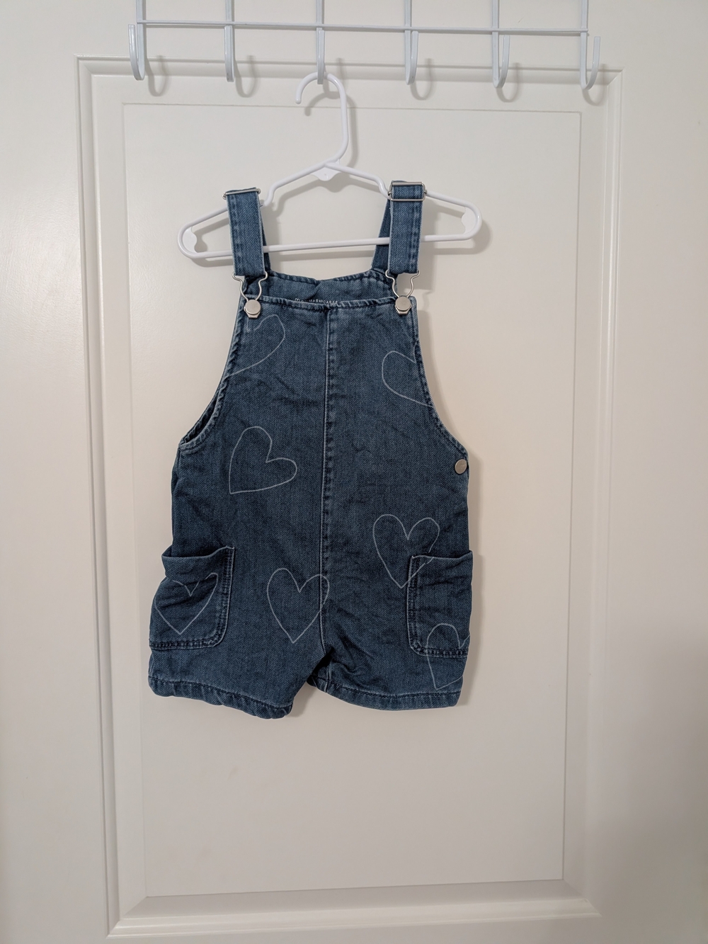 Primark Cares Girls 24-36M Heart Denim Shortalls Overalls Blue